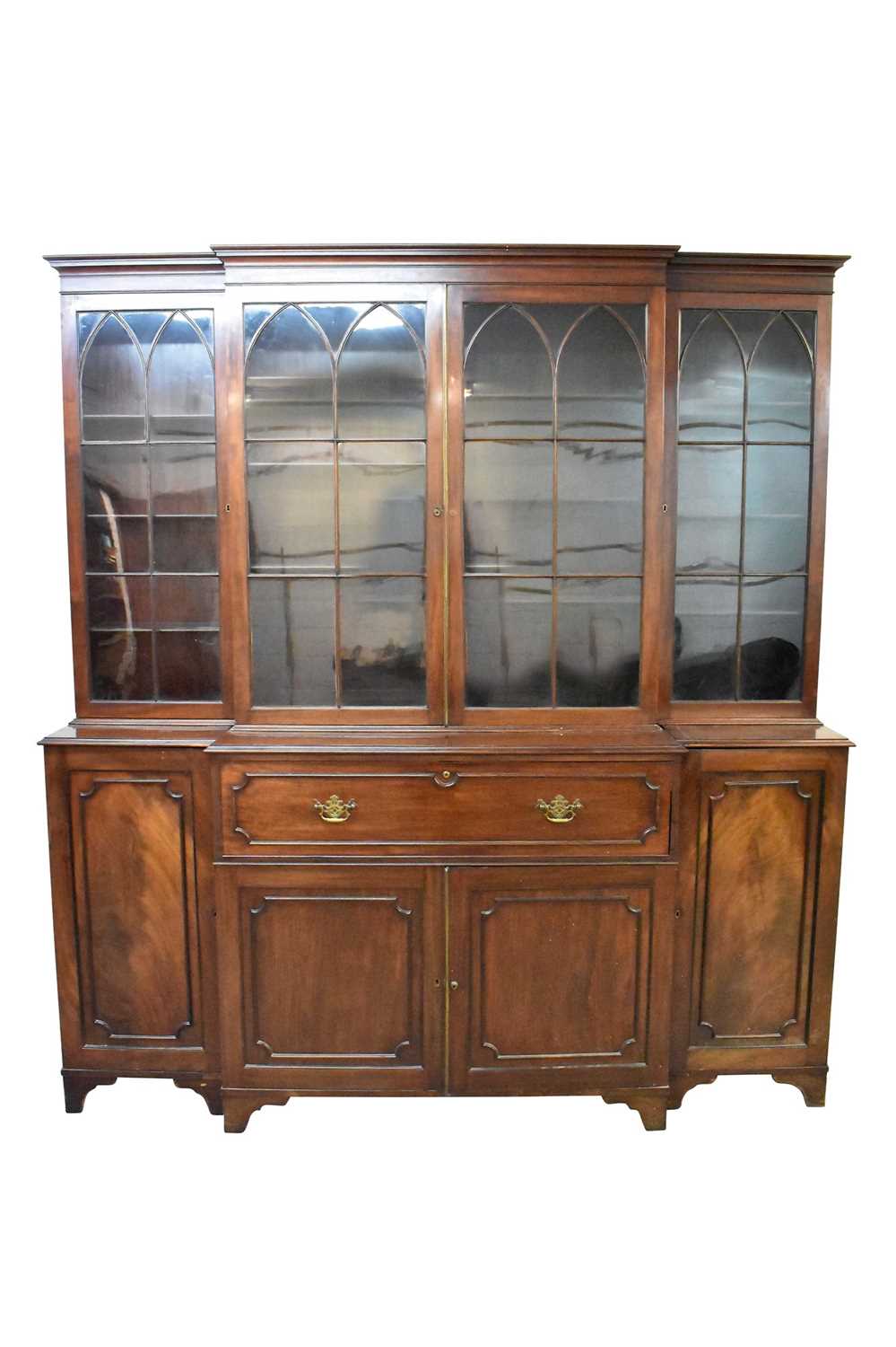 Lot 1407 - Large 19th century mahogany breakfront bookcase