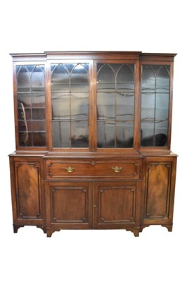 Lot 1406 - Large 19th century mahogany breakfront bookcase
