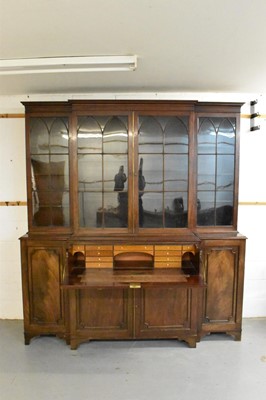 Lot 1407 - Large 19th century mahogany breakfront bookcase