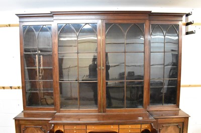 Lot 1407 - Large 19th century mahogany breakfront bookcase