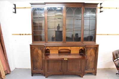 Lot 1407 - Large 19th century mahogany breakfront bookcase