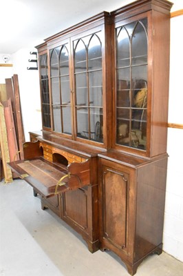 Lot 1407 - Large 19th century mahogany breakfront bookcase