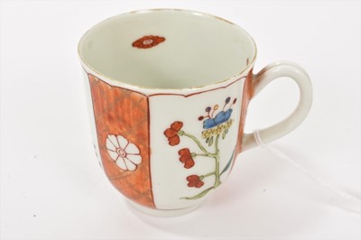 Lot 213 - Worcester coffee cup, painted with a version of the Scarlet Japan pattern, circa 1770