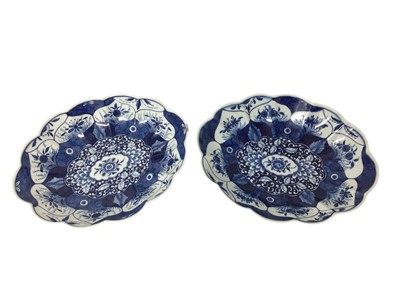 Lot 216 - Pair of Worcester Kangxi Lotus pattern lobed oval dishes, circa 1770