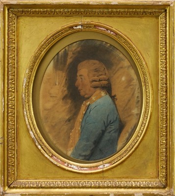 Lot 925 - John Downman (1750-1824) watercolour - Portrait of Lt. Col. Brodrick Hartwell, inscribed verso 'Oxfordshire Light Infantry 1789, signed, 21cm x 18cm, in glazed gilt frame