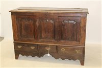 Lot 1486 - Early 18th century oak livery cupboard, triple...