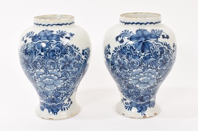 Lot 228 - Pair of 18th century Dutch Delft vases