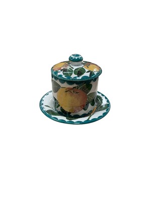 Lot 121 - Wemyss small preserve pot, cover and stand