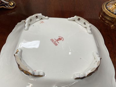 Lot 243 - Royal Crown Derby Imari 'fruit' pattern dessert service, to including a lozenge-shaped dish, comport, and six plates (8)