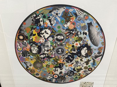 Lot 1107 - Richard Drew, known as Zacron (British, 1943-2012) screenprint - Led Zeppelin III album pin wheel, signed and numbered 5/500, 64 x 57cm, glazed frame. NB: Although numbered from an edition of 500,...