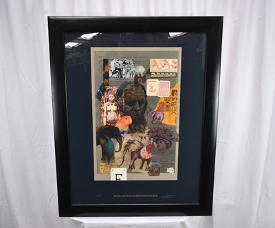 Lot 1110 - Richard Drew, known as Zacron (British, 1943-2012) archival fine art print - Peter and the Elephants, signed and numbered 2/250, 87 x 66cm in glazed frame