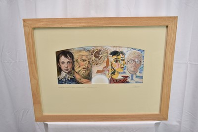 Lot 1116 - Richard Drew, known as Zacron (British, 1943-2012) pair of watercolour and mixed media works on paper - Painted for Whatman paper, Maidstone, Kent, signed and inscribed, 16 x 37cm, glazed frames