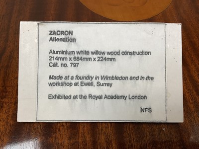 Lot 1124 - Richard Drew, known as Zacron (British, 1943-2012) aluminium, willow wood construction - Alienation, made at a foundry in Wimbledon and in the workshop at Ewell, Surrey, 67cm wide. Exhibited: Royal...