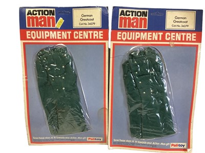 Lot 76 - Palitoy Action Man Equipment Centre British, & French & German Greatcoat, on card vacuum packed No.34279 (5)