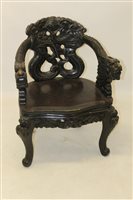 Lot 1494 - Chinese carved hardwood throne chair, the...