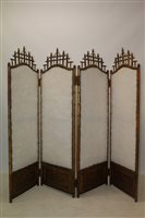Lot 1496 - Regency gilt faux bamboo four-fold screen,...