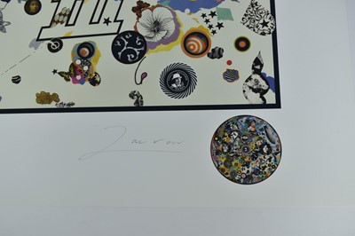 Lot 1122 - Richard Drew, known as Zacron (British, 1943-2012) silkscreen print - Led Zeppelin III album cover, signed, unframed - sheet size 68 x 68cm NB: An unknown number of prints were made but believed by...