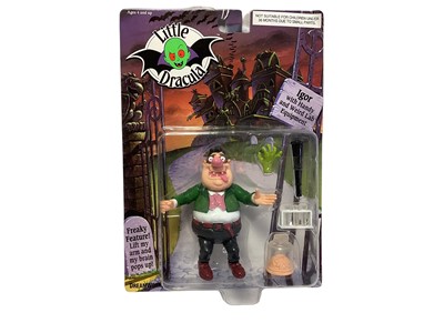 Lot 148 - Ban Dai Dreamworks (c1991) Little Dracula action figures including Deadwood No.4020, The man with no eyes No.4020 & Igor No.4020, all on card with  bubblepack (3)