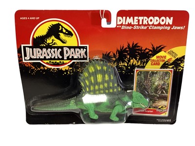 Lot 154 - Kenner (c1993) Jurassic Park Dinosaur action figures Dilophosaurus & Dimetrodon, on card with bubblepack No.61005 (2)