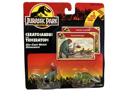 Lot 155 - Kenner (c1993) Jurassic Park Mini Twin Pack Dinosaur action figures, complete set, on card with bubblepack (7)