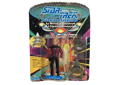 Lot 157 - Playmates Ban Dai (c1993) Star Trek The Next Generation action figures including Data, Deanna Troi, Jean-Luc Picard, Gowron, Romulan, Geordi La Forge, William T. Riker, Lieutenant Worf & Ferengi (B...