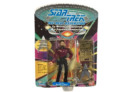 Lot 157 - Playmates Ban Dai (c1993) Star Trek The Next Generation action figures including Data, Deanna Troi, Jean-Luc Picard, Gowron, Romulan, Geordi La Forge, William T. Riker, Lieutenant Worf & Ferengi (B...