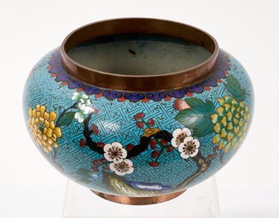Lot 953 - Japanese cloisonné  squat vase, signed