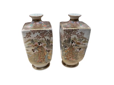 Lot 65 - Good pair of Japanese satsuma vases