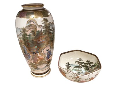 Lot 334 - Japanese satsuma bowl and a similar vase (2)