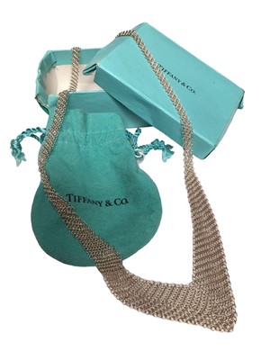 Lot 32 - Tiffany & Co Mesh Bib sterling silver necklace designed by Elsa Peretti