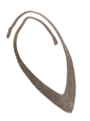 Lot 32 - Tiffany & Co Mesh Bib sterling silver necklace designed by Elsa Peretti