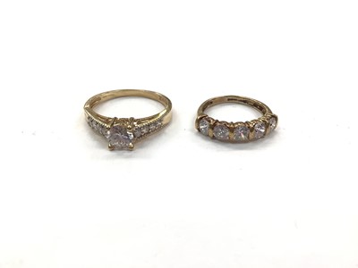 Lot 1040 - Two 14ct gold cubic zirconia dress rings