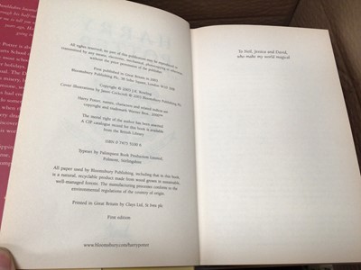 Lot 325 - Box of antique and later books including Shakespeare, Thomas Hardy, The Life of Ian Fleming by John Pearson and a first edition copy of Harry Potter and the Order of the Phoenix