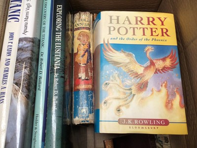 Lot 325 - Box of antique and later books including Shakespeare, Thomas Hardy, The Life of Ian Fleming by John Pearson and a first edition copy of Harry Potter and the Order of the Phoenix