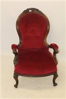 Lot 1509 - Victorian carved rosewood open armchair with...