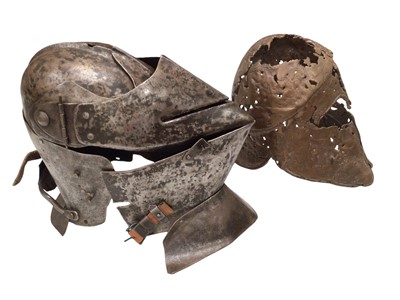 Lot 342 - Handmade bronze replica of a 500BC helmet and a handmade replica of a 15th century Italian Armet helmet (2)