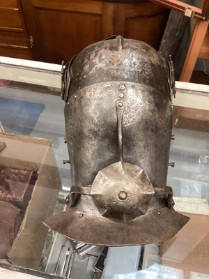 Lot 342 - Handmade bronze replica of a 500BC helmet and a handmade replica of a 15th century Italian Armet helmet (2)