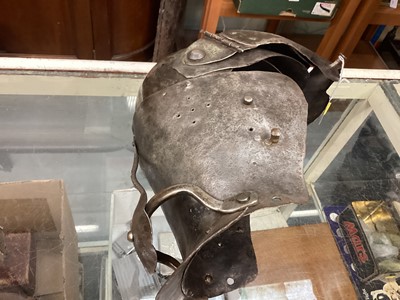 Lot 342 - Handmade bronze replica of a 500BC helmet and a handmade replica of a 15th century Italian Armet helmet (2)