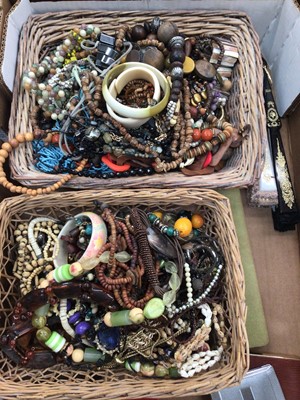 Lot 1005 - Three baskets containing costume jewellery and bijouterie