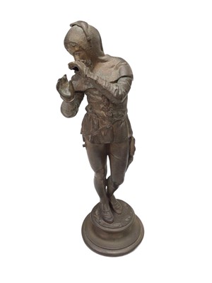 Lot 343 - Eugene Barillot (1841-1900) patinated bronze sculpture modelled as the Pied Piper, signed Barillot, 25cm high