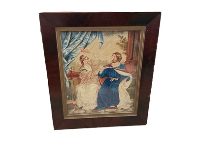 Lot 167 - Victorian mahogany framed woolwork picture, Don Butlin oil of Dunwich and five other pictures