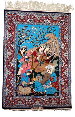 Lot 1565 - Fine part silk pictorial Isfahan