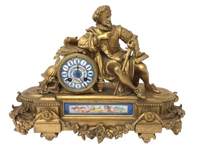 Lot 713 - Late 19th century French gilt metal mantel clock