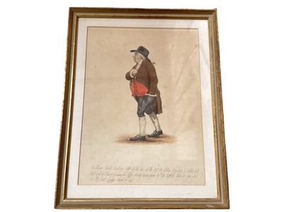 Lot 394 - After Gillray, hand coloured engraving, Sir Thomas Bunbury of Mildenhall