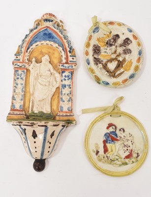 Lot 230 - Prattware plaque and two other piece