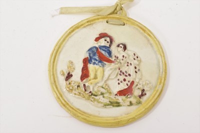 Lot 230 - Prattware plaque and two other piece
