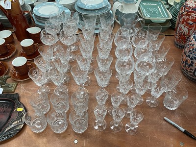 Lot 406 - Comprehensive x6 place setting suite of Edinburgh crystal glassware to include hock glasses, white and red wines, brandy balloons and whisky tumblers.