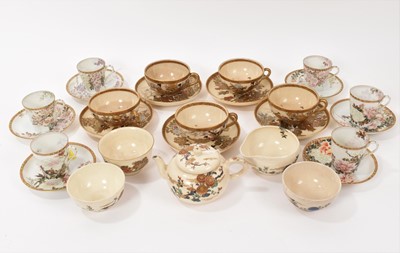 Lot 234 - Japanese eggshell porcelain coffee cans and saucers and Japanese Satsuma pottery tea wares