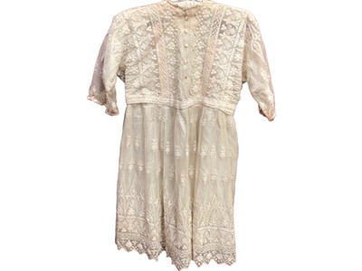 Lot 2093 - Two Edwardian women's lace tops, cotton camisoles, draw-string petticoat, other underwear, a