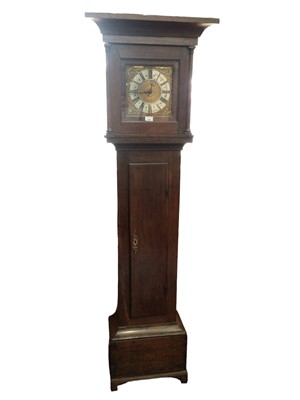 Lot 718 - Early 18th century longcase clock by Wm. Green of Milton, 30 hour movement, with square dial, weight and pendulum